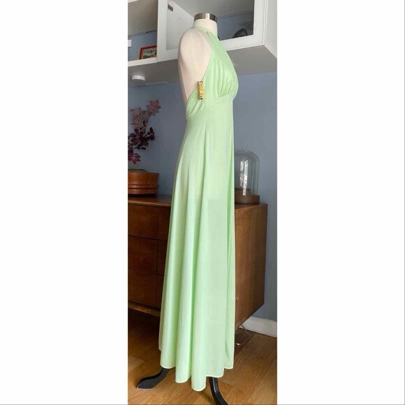 Vtg 70’s Cinandre Leisure Lingerie Maxi Dress Nightgown Loungewear Halter S - Picture 3 of 8